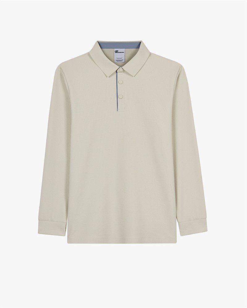 Skechers M Long Sleeve Waffle Polo Bej