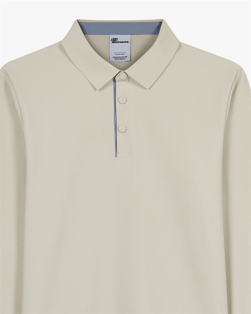 Skechers M Long Sleeve Waffle Polo Bej