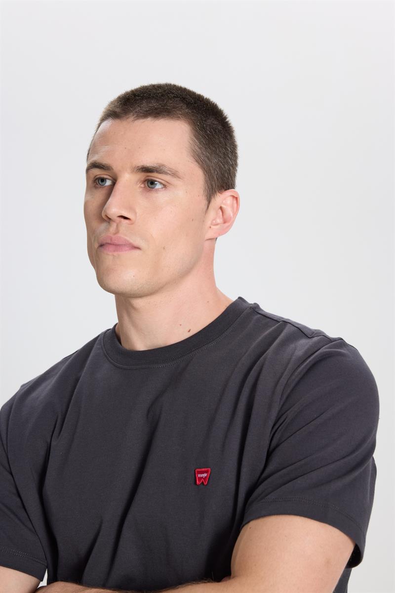 Small Logo Bisiklet Yaka T-shirt Faded Black