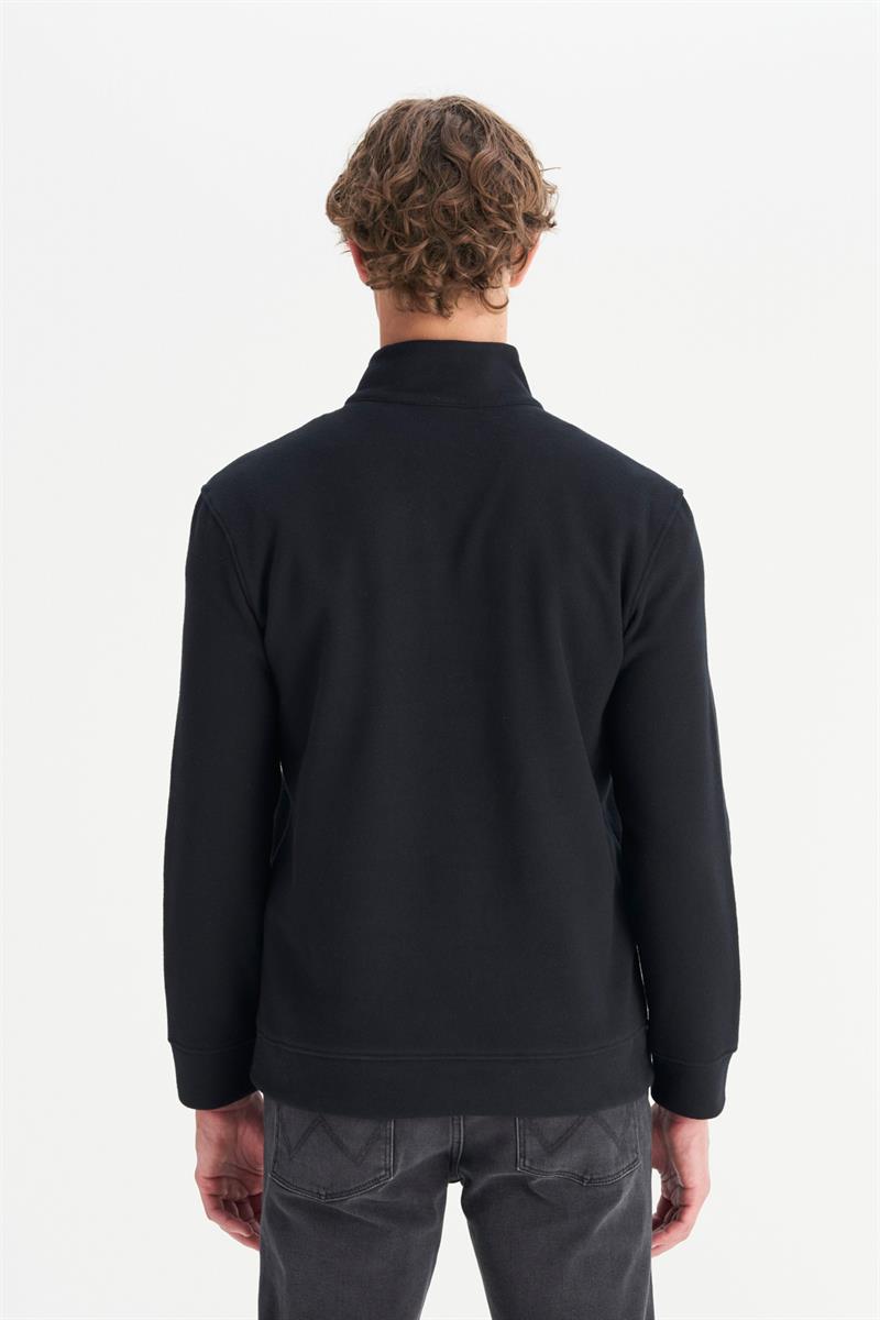 Erkek Half  Zip Sweatshirt Siyah