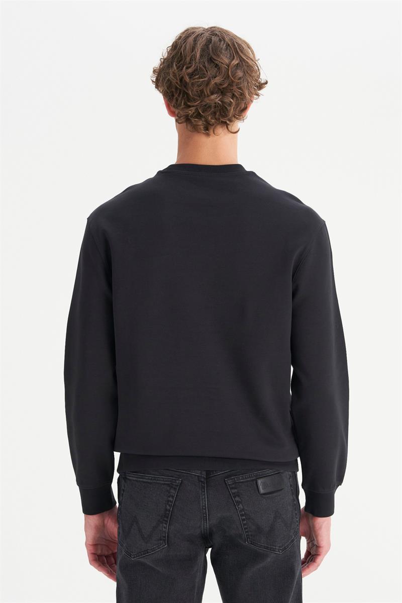 Erkek Patch Logo Sweatshirt Siyah