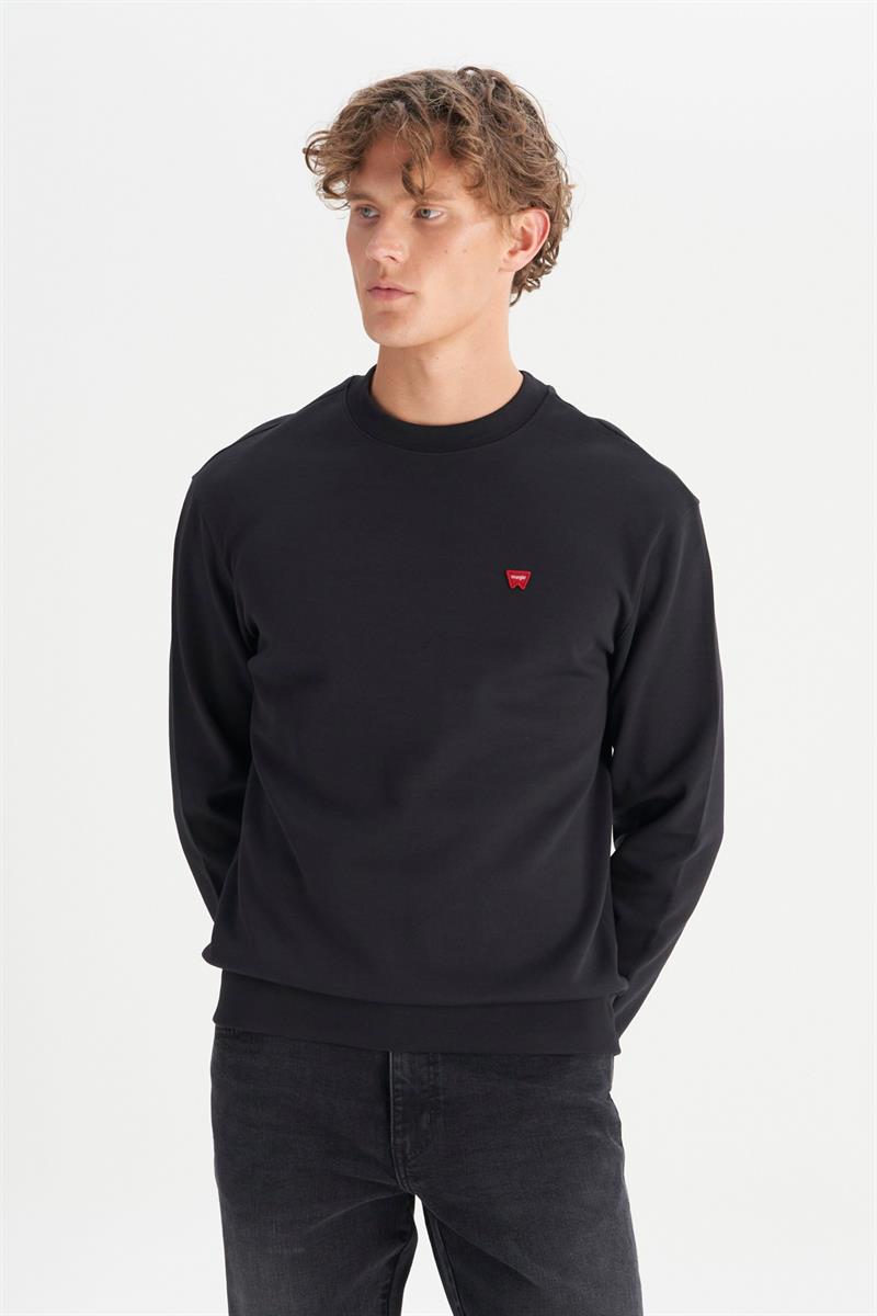 Erkek Patch Logo Sweatshirt Siyah