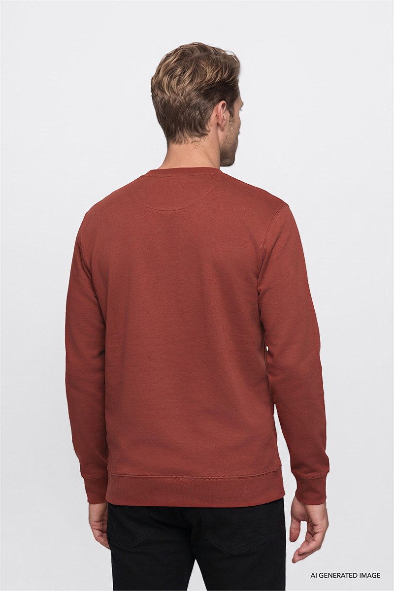 Erkek Patch Logo Sweatshirt Fired Brick