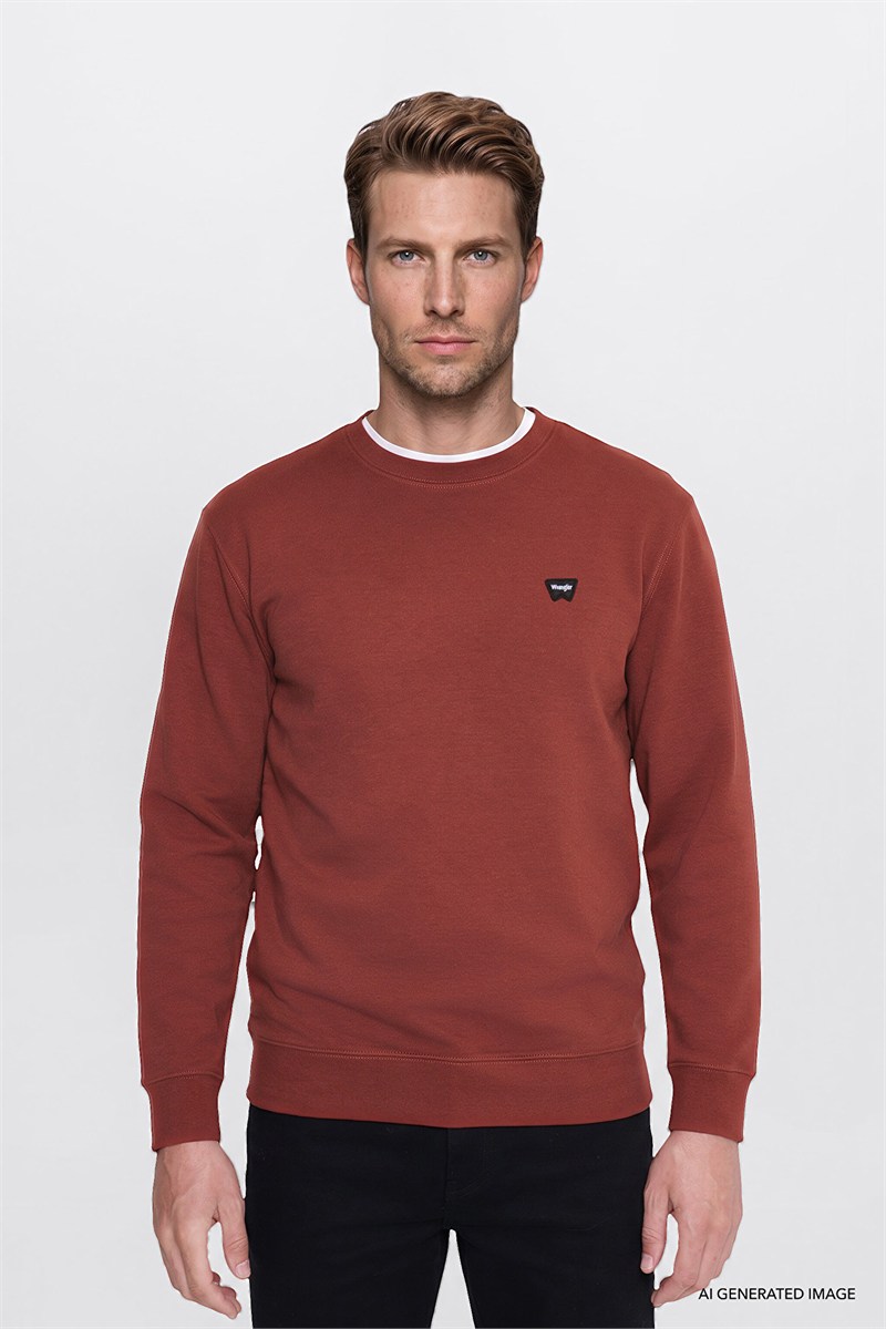 Erkek Patch Logo Sweatshirt Fired Brick