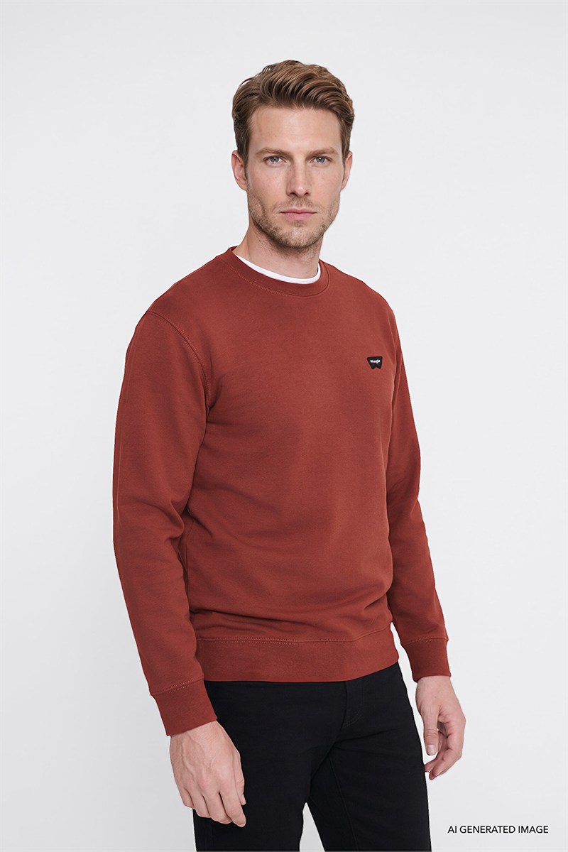 Erkek Patch Logo Sweatshirt Fired Brick