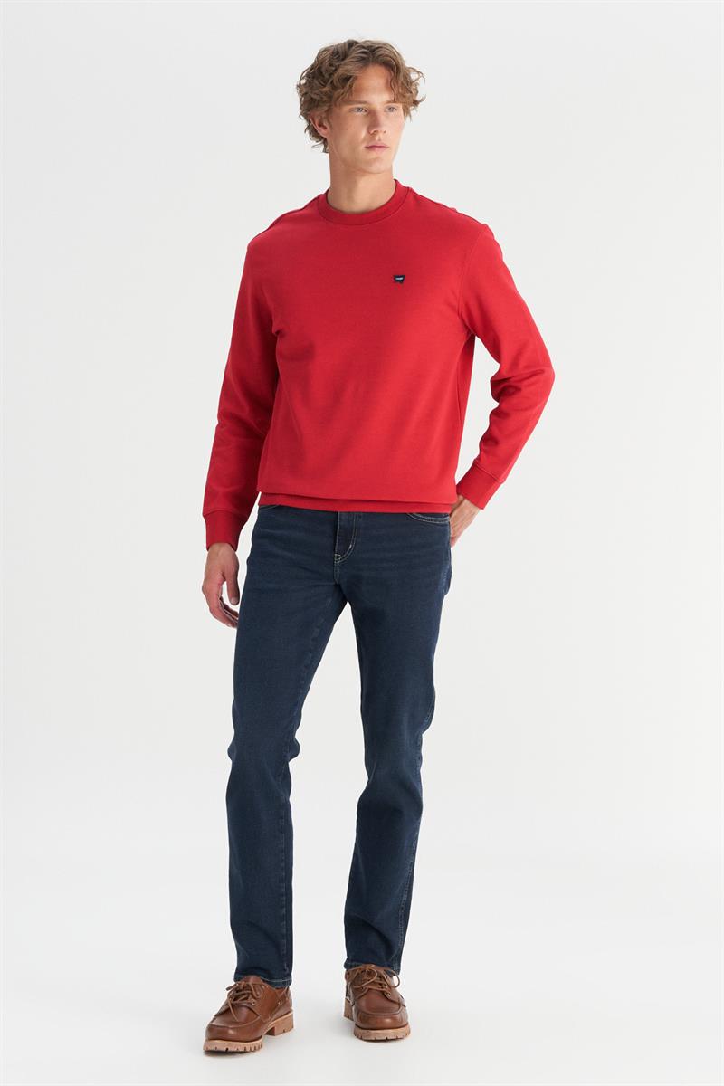 Erkek Patch Logo Sweatshirt Red