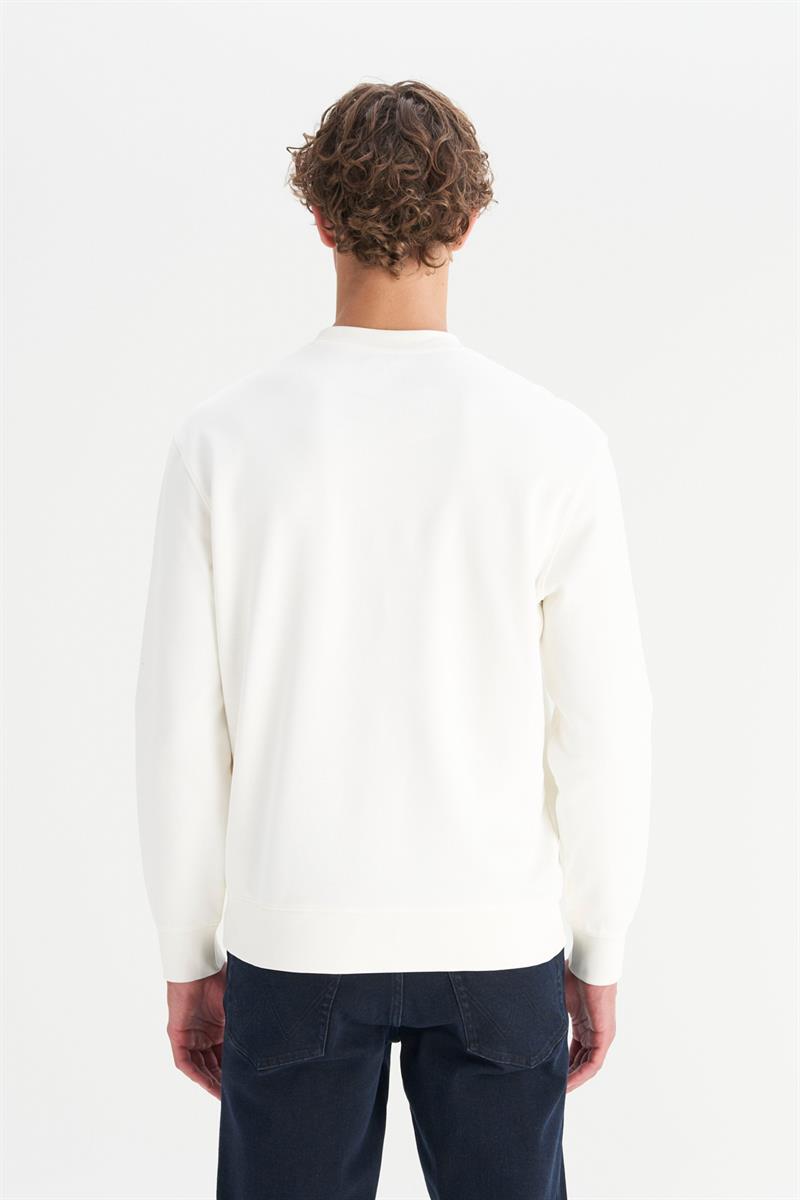 Erkek Patch Logo Sweatshirt Worn White