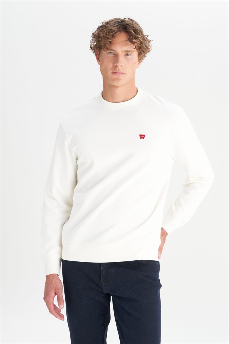 Erkek Patch Logo Sweatshirt Worn White