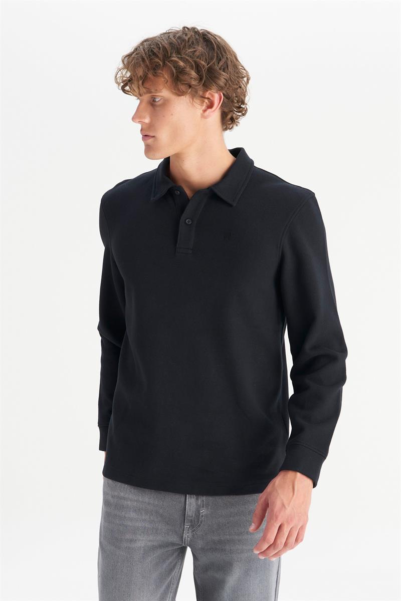 Erkek Polo Yaka T-shirt Siyah