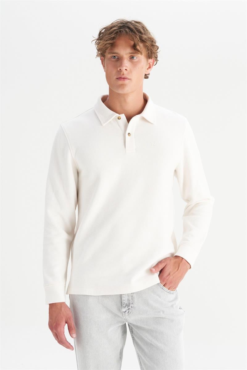 Erkek Polo Yaka T-shirt Ecru