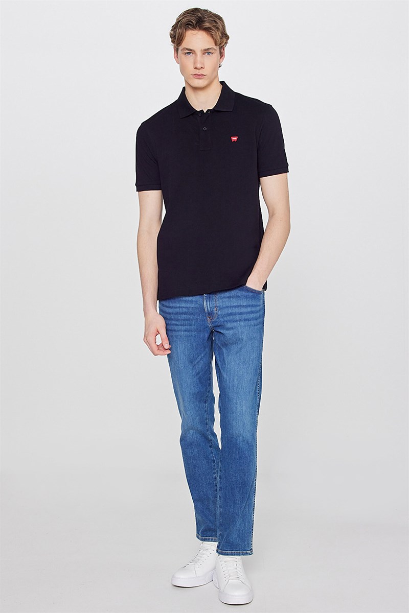 Erkek Regular Fit Polo T-shirt Siyah
