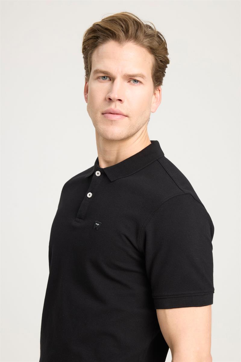 Erkek Regular Fit Polo T-shirt Siyah