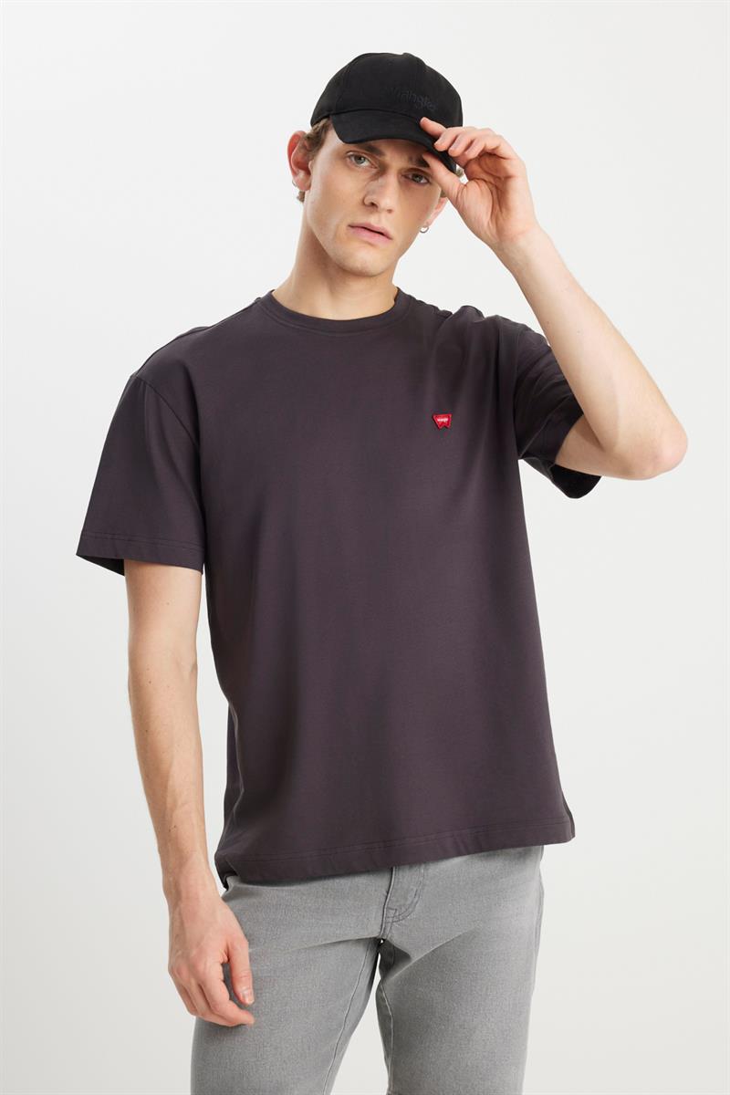Small Logo Bisiklet Yaka T-shirt Faded Black