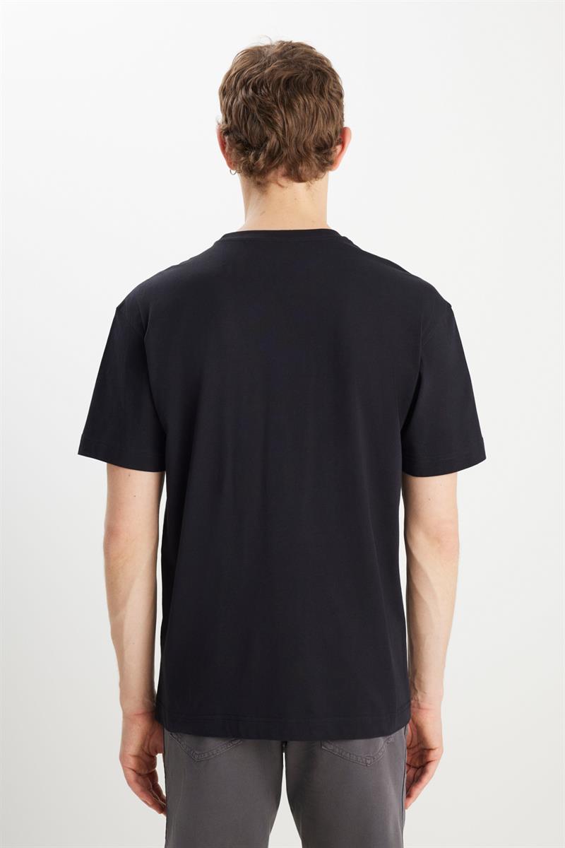 Small Logo Bisiklet Yaka T-shirt Siyah