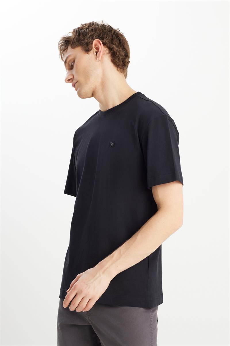 Small Logo Bisiklet Yaka T-shirt Siyah