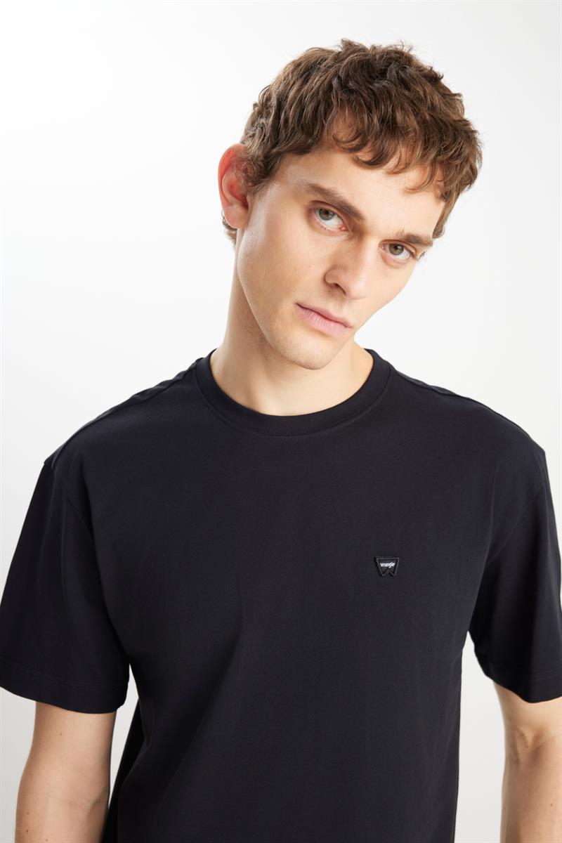 Small Logo Bisiklet Yaka T-shirt Siyah