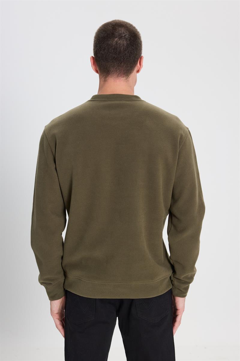 Selanik Bisiklet Yaka Sweatshirt Khaki