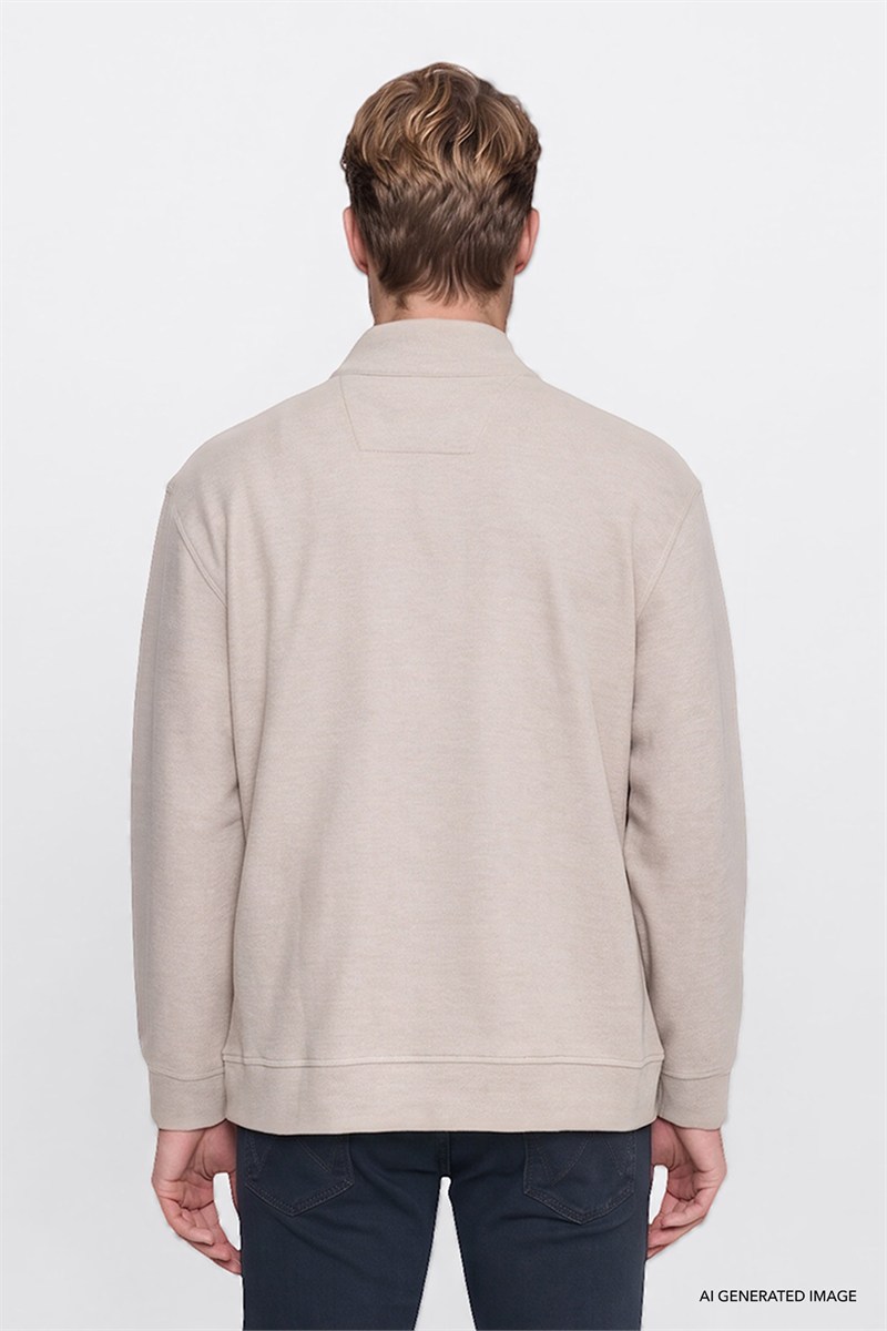 Selanik Half Zip Sweatshirt Beige Melange