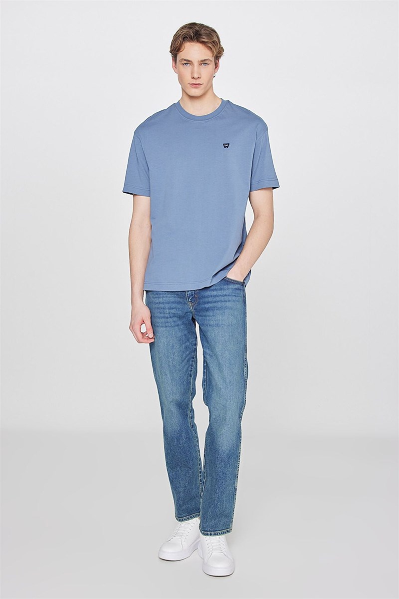 Small Logo Bisiklet Yaka T-shirt Dusty Blue
