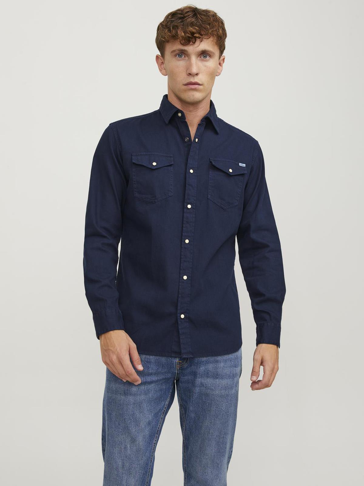 JJESHERIDAN SHIRT L/S NOOS DARK NAVY