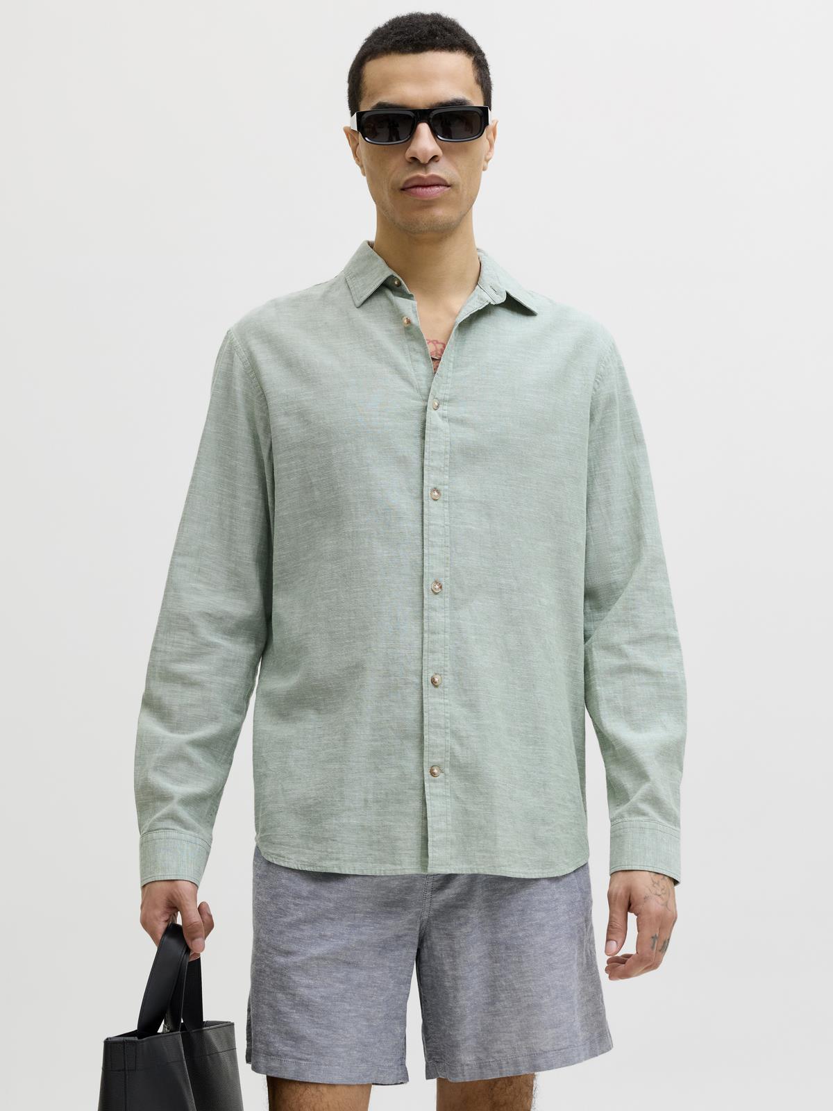 JJESUMMER LINEN BLEND SHIRT L/S SN GREEN