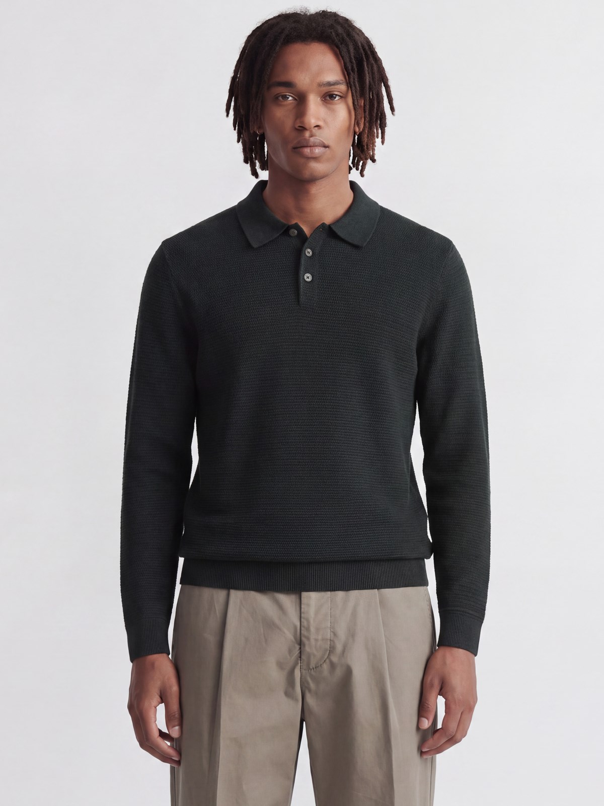 JPRBLURILEY KNIT POLO LS Scarab