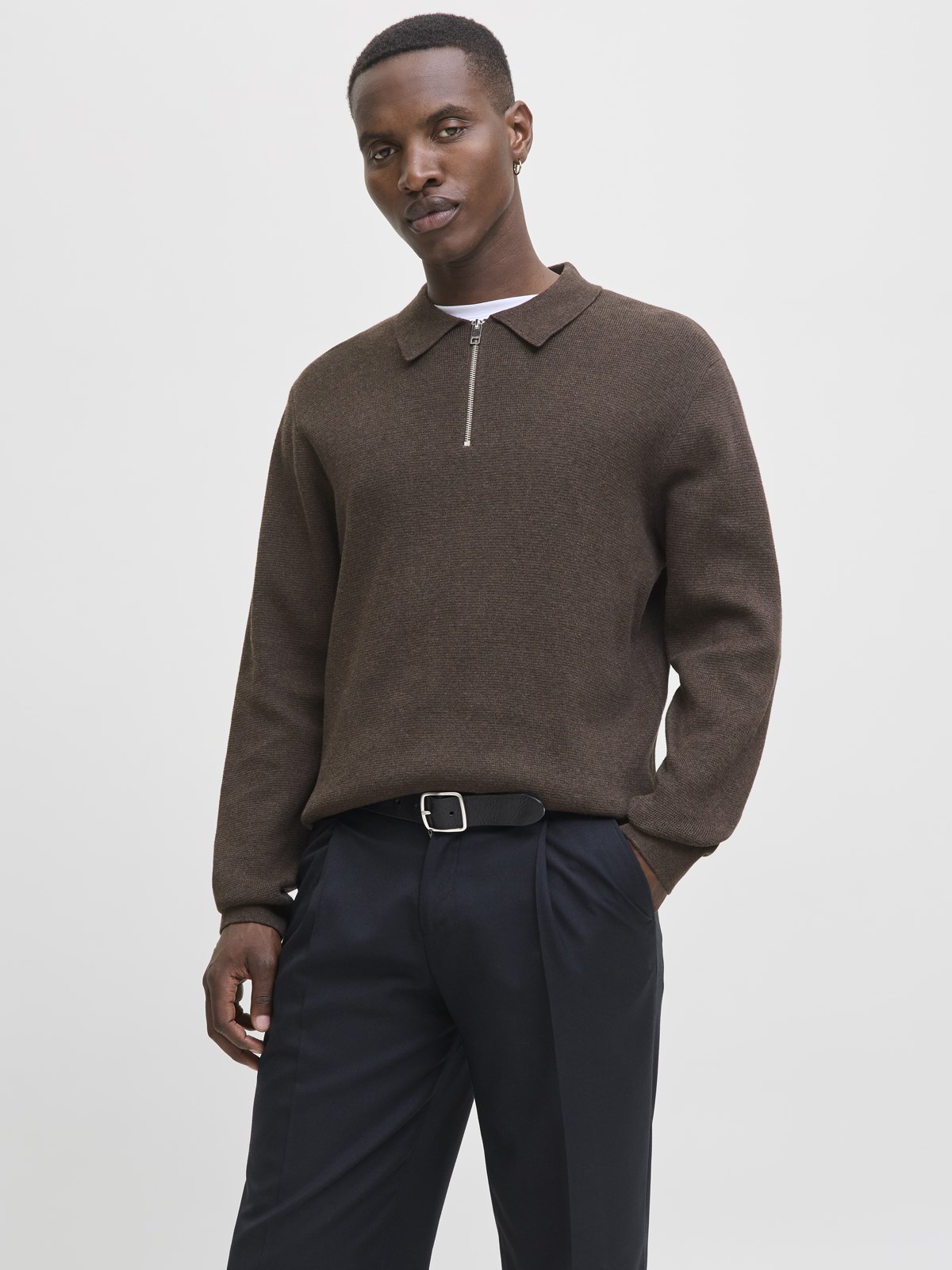 JPRMILANO STITCH KNIT ZIP POLO SN Delicioso