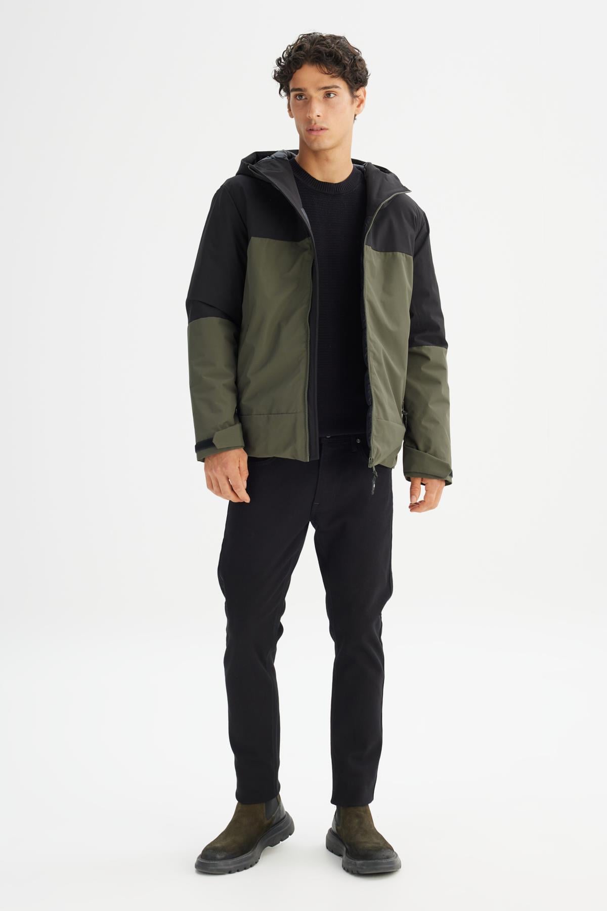 Erkek Kapüşonlu Mont KHAKI