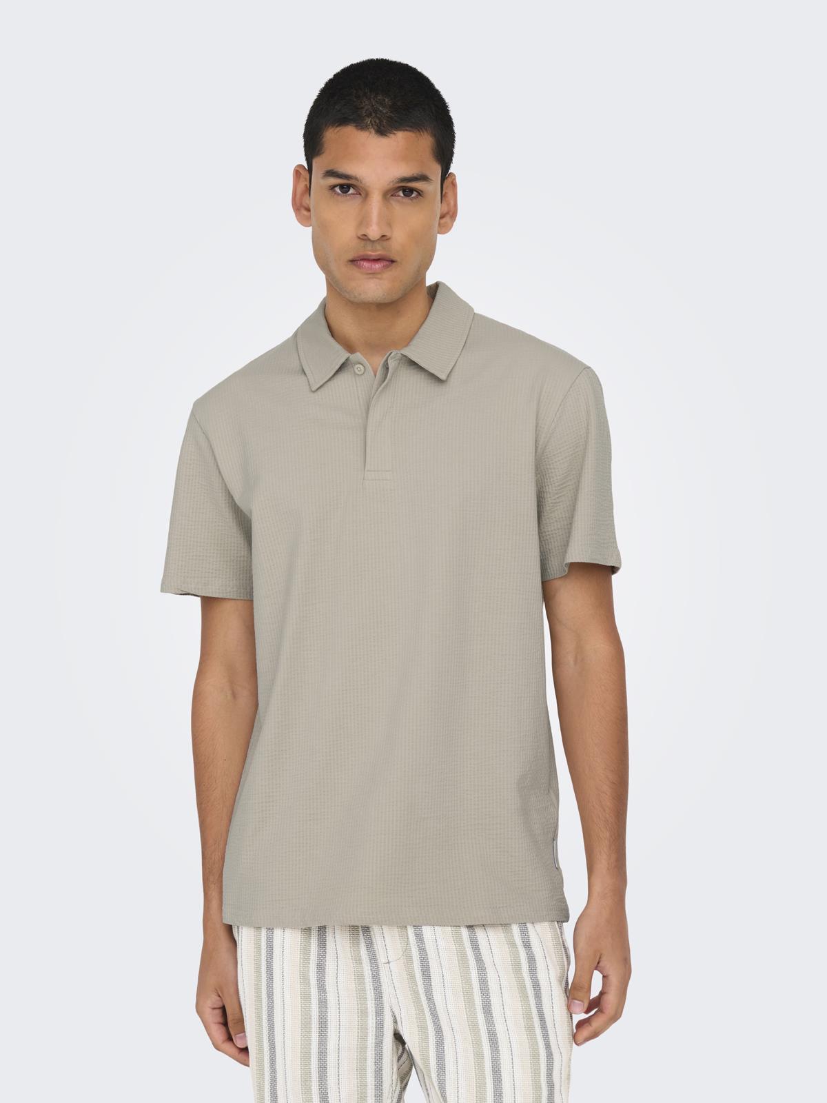 ONSKIAN LIFE REG SEERSUCKER SS POLO Silver Lining