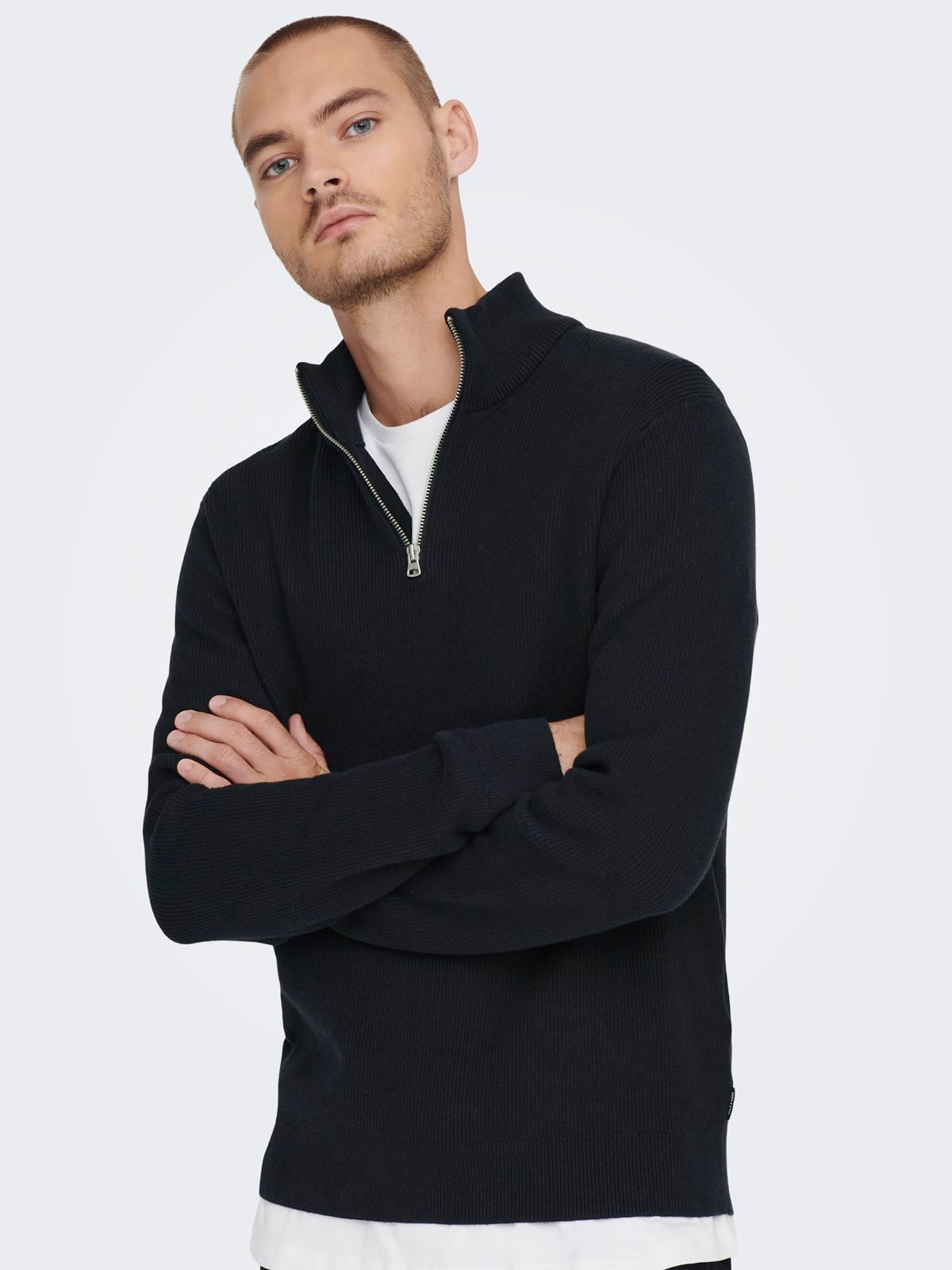ONSPHIL REG 12 STRUC HALF ZIP KNIT NOOS DARK NAVY