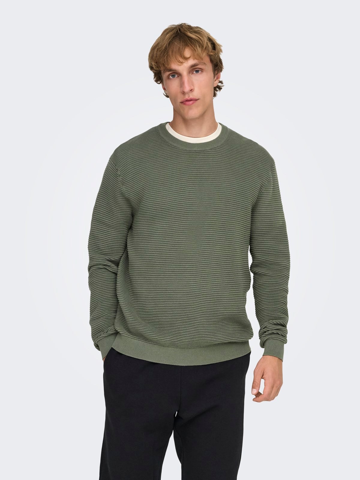 ONSRON REG LS CREW NECK KNIT NOOS Castor Gray