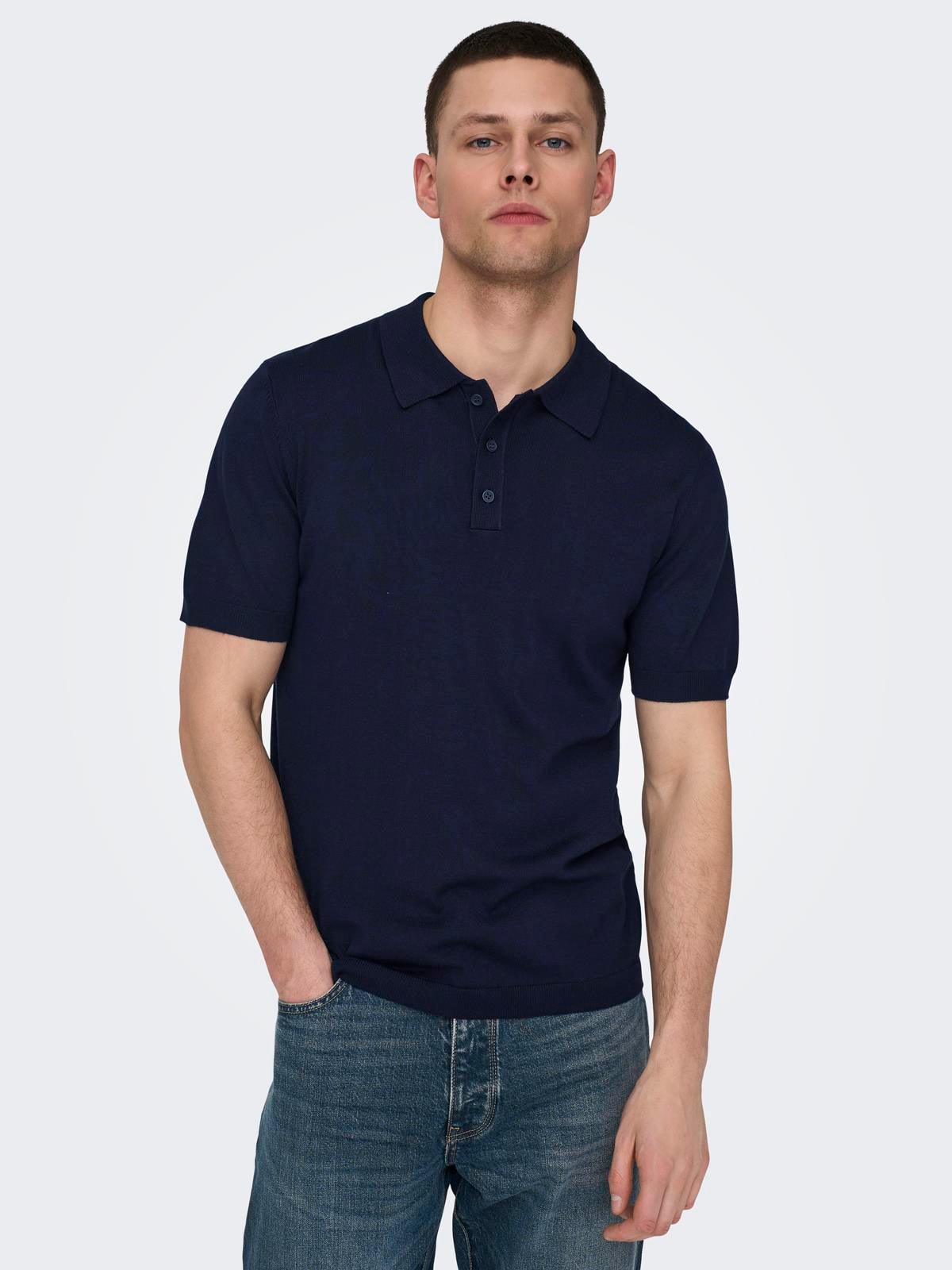 ONSWYLER REG 14 SS POLO KNIT NOOS DARK NAVY