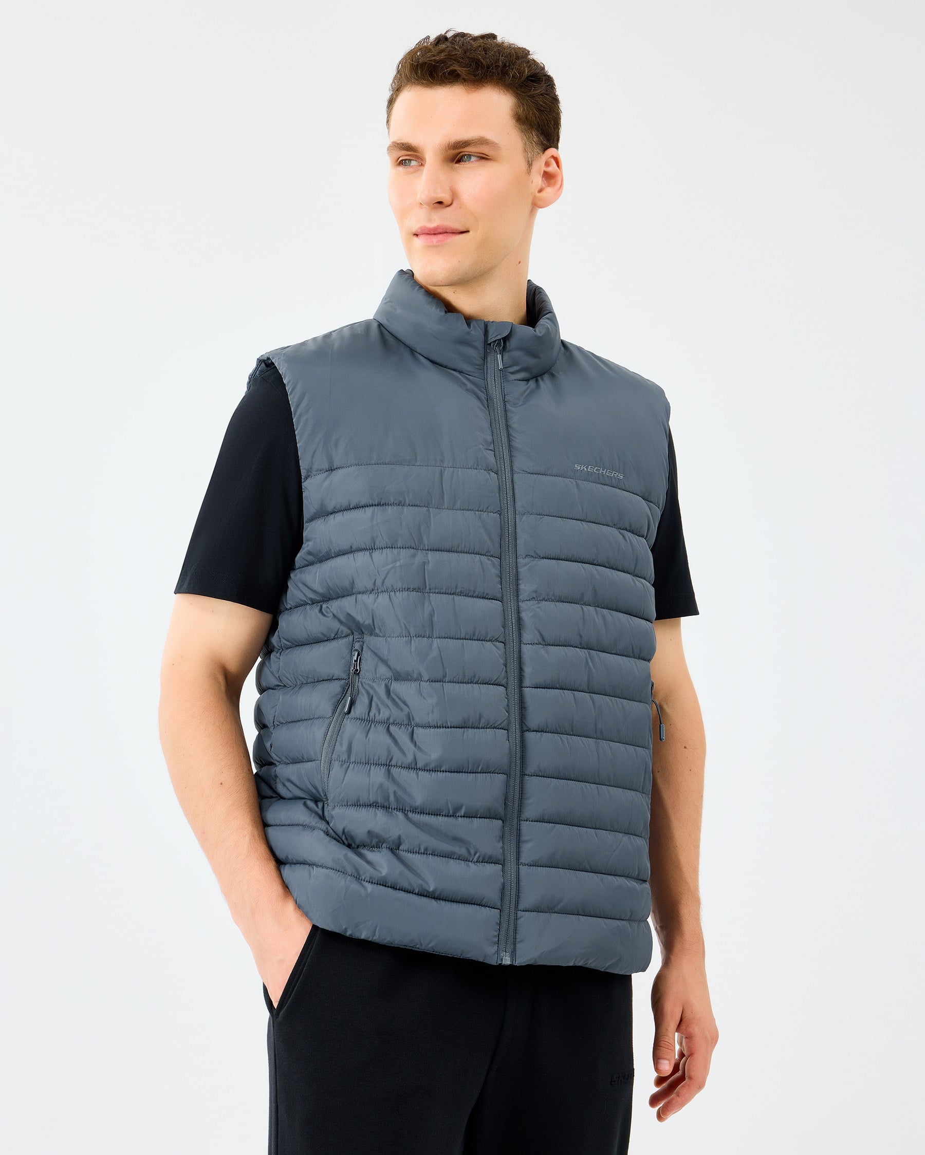 Skechers M Outerwear Polar Lining Paded Vest Gray