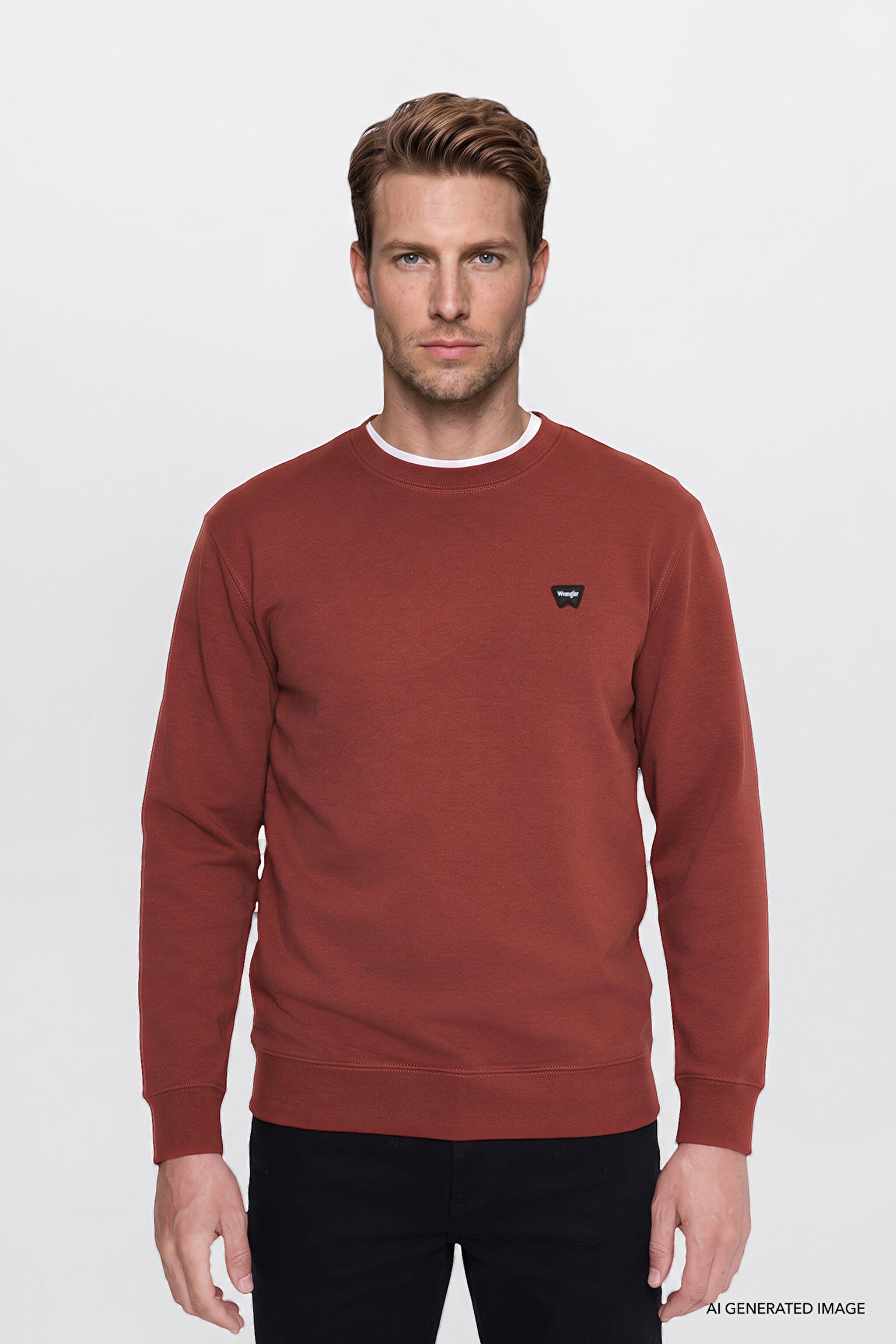 Erkek Patch Logo Sweatshirt Fired Brick