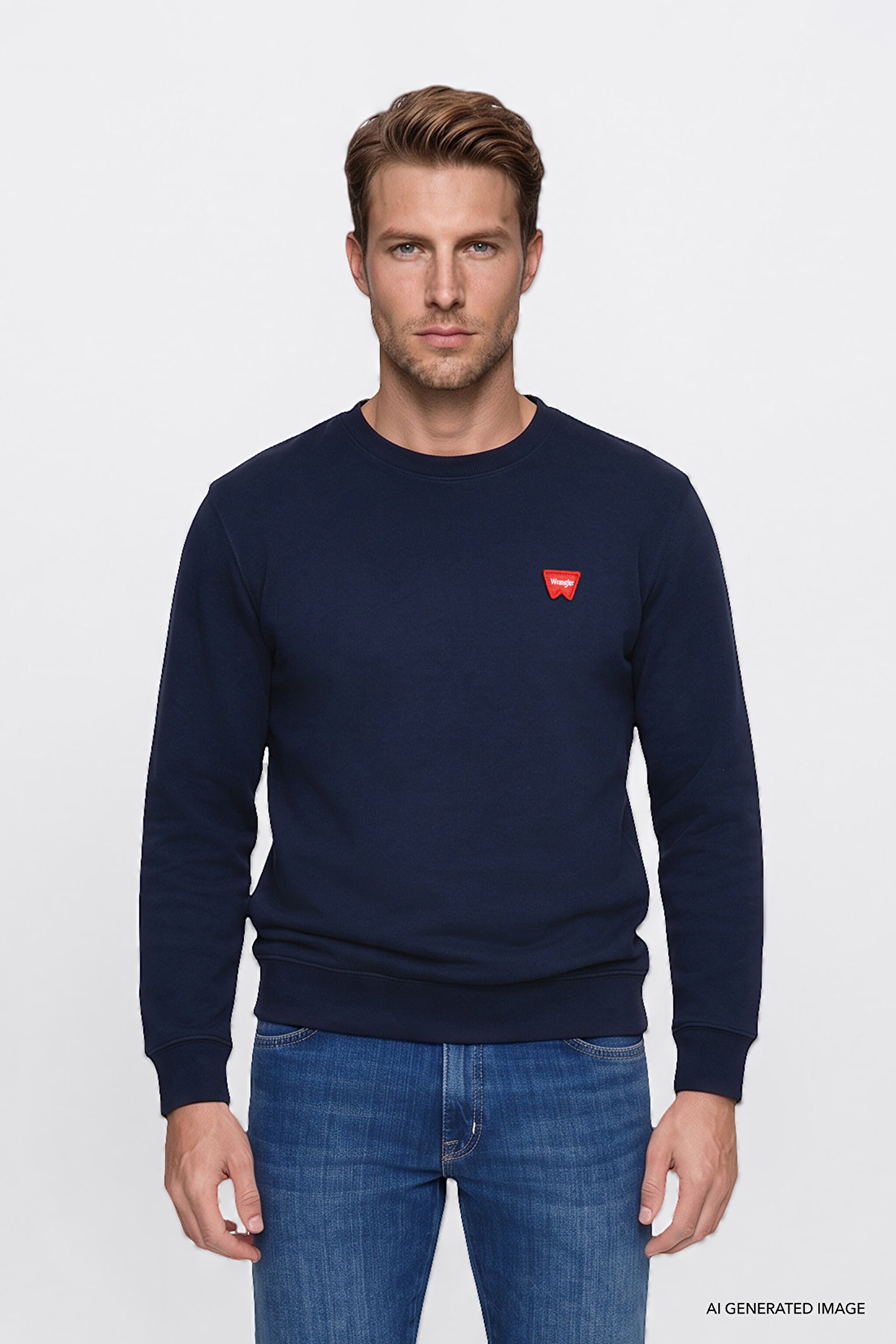 Erkek Patch Logo Sweatshirt Navy