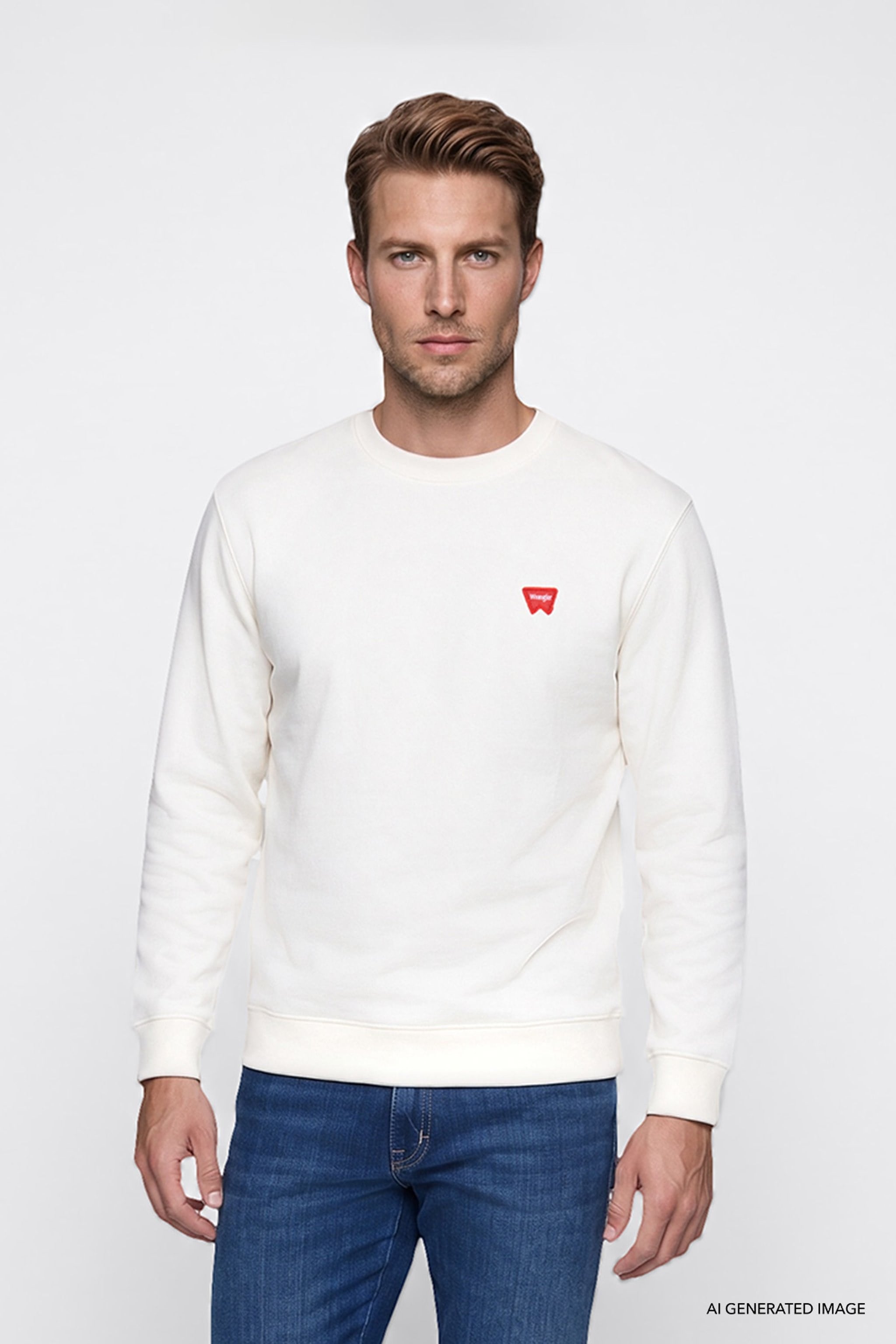 Erkek Patch Logo Sweatshirt Worn White