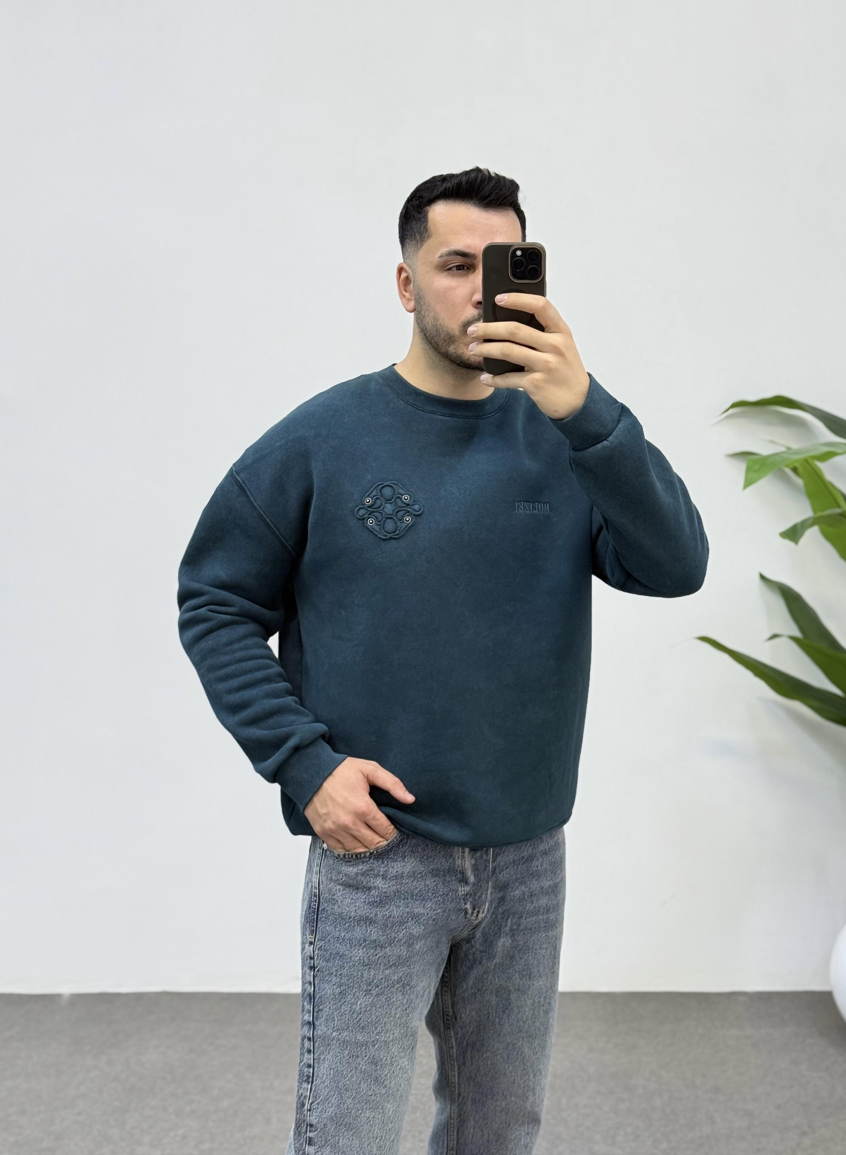 Boe Özel Tasarım Zümrüt Oversize Sweatshirt