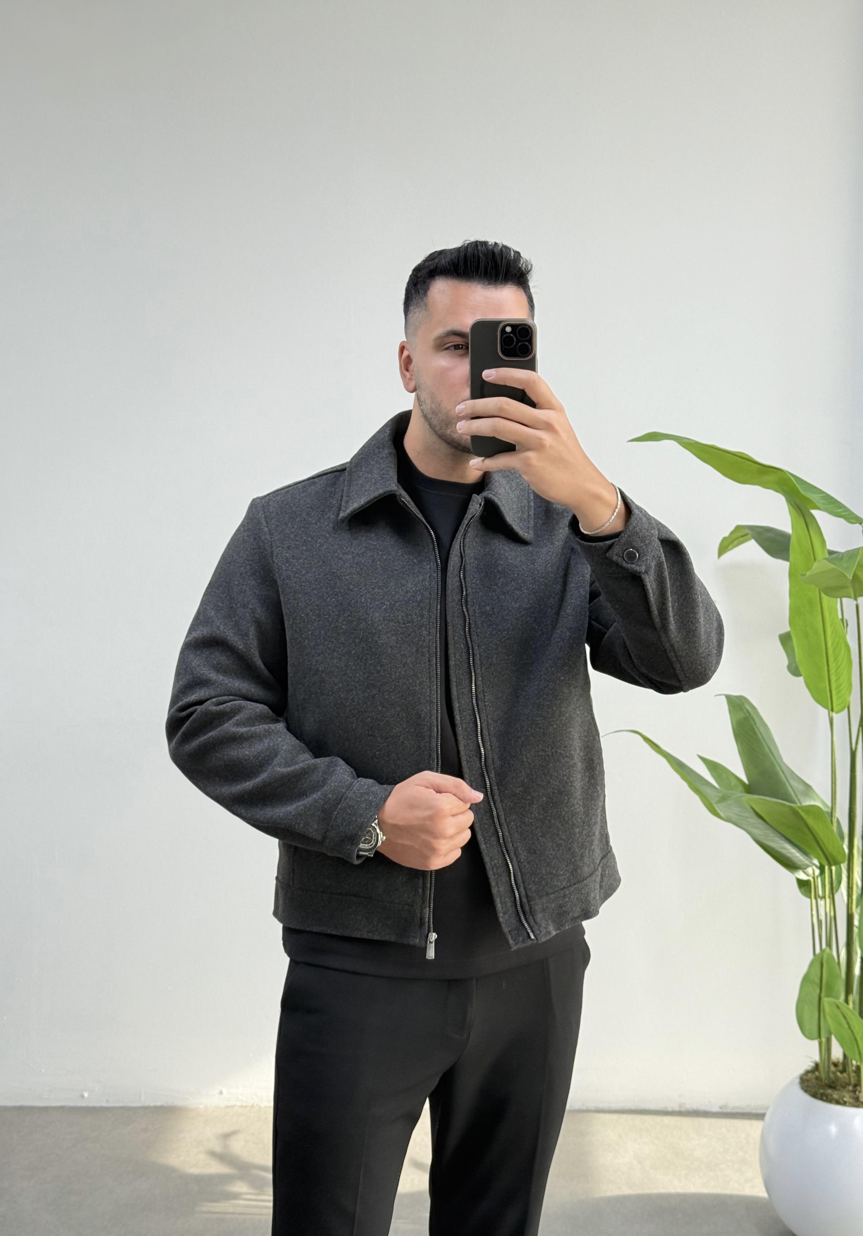 Kaşe İçi Astarlı Antrasit Ceket