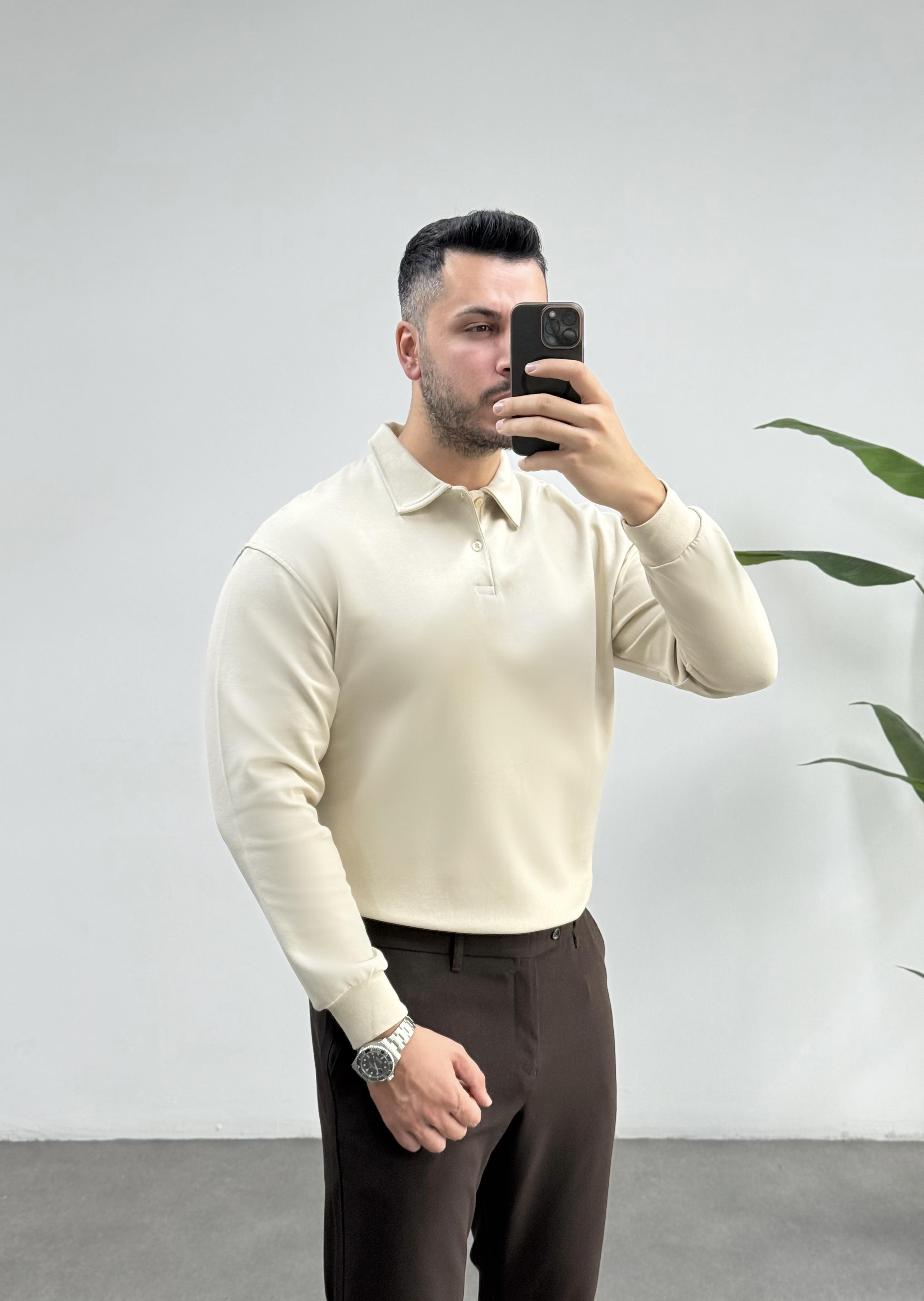 Merlin Polo Yaka Bej Sweat