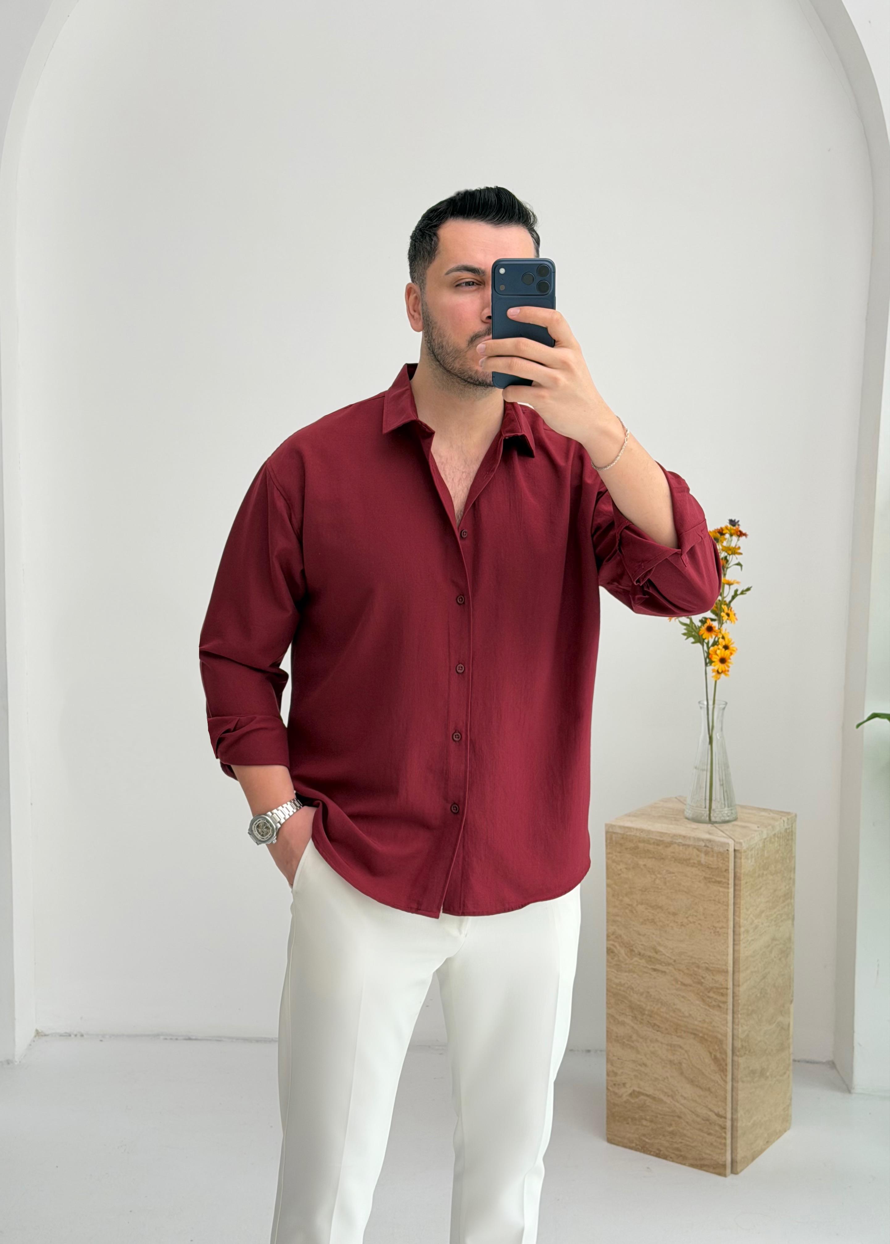 Moses Tensel Bordo Oversize Gömlek