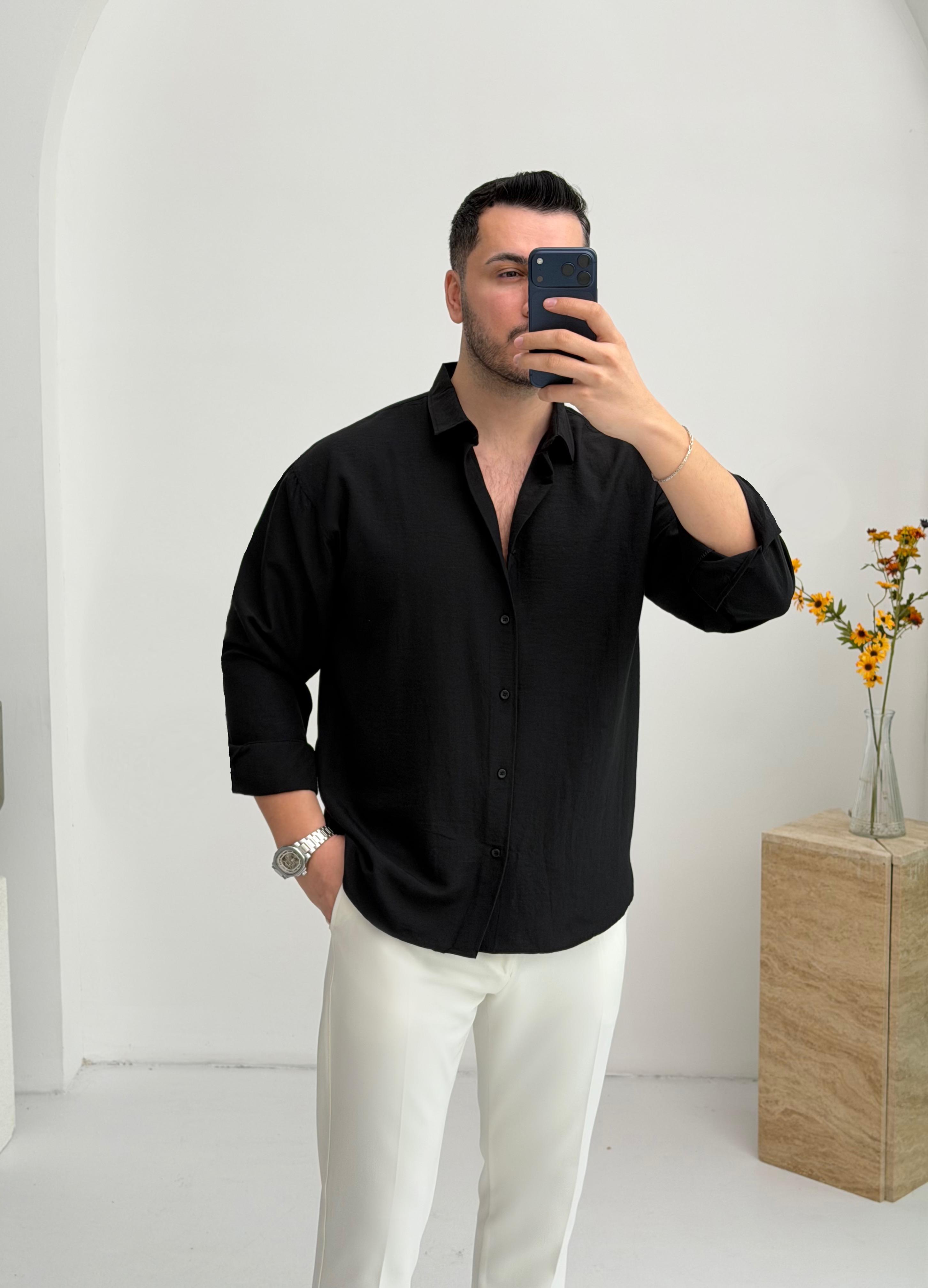 Moses Tensel Siyah Oversize Gömlek