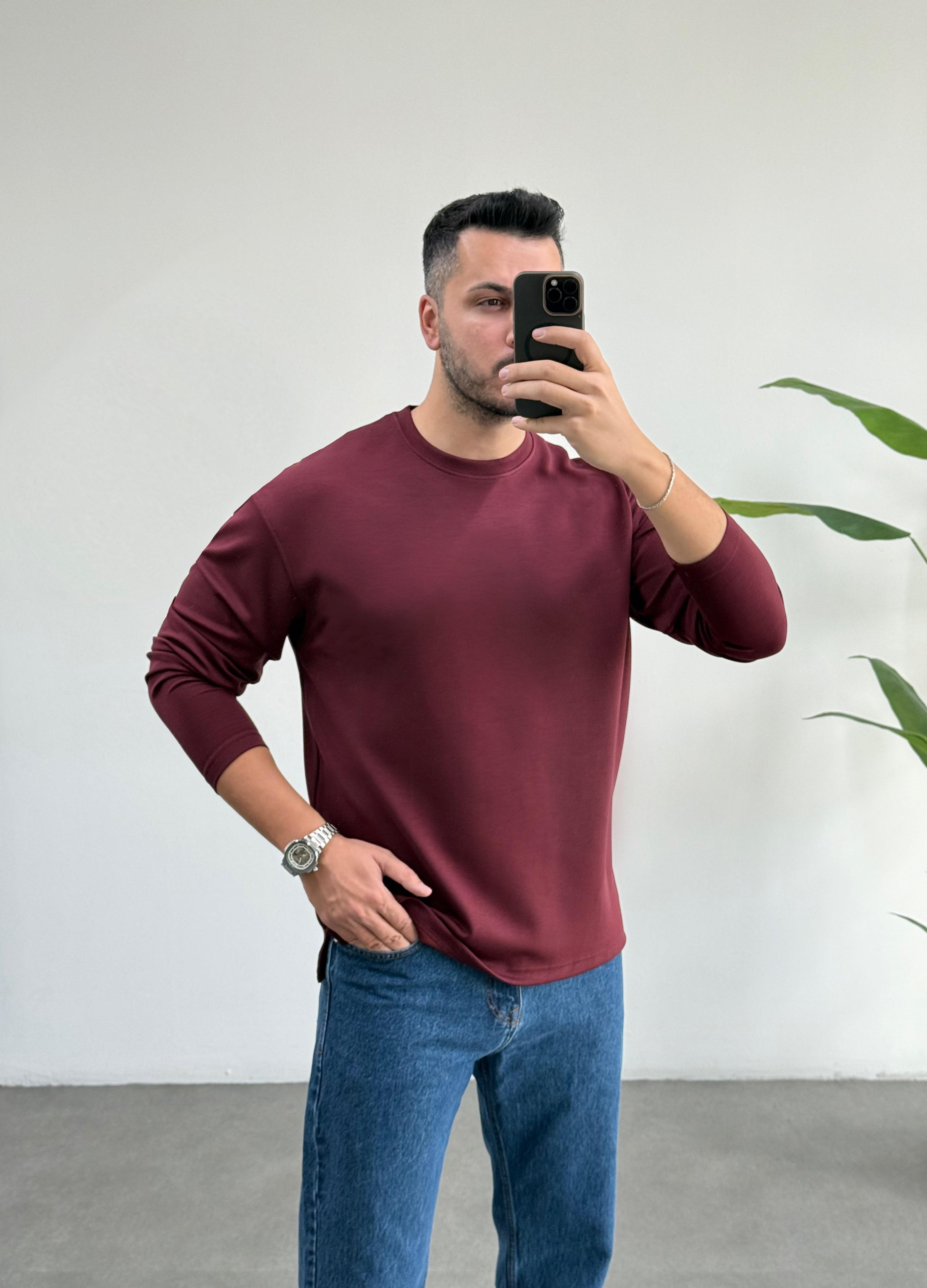 Oyhsho Bisiklet Yaka Bordo Sweat