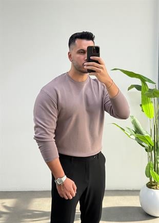 Bisiklet Yaka Duble Face Vizon Sweat