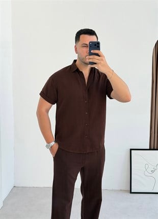 Doe Kahve Keten Gömlek