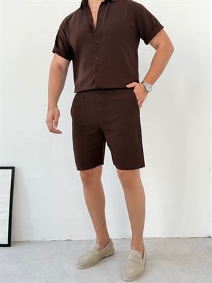 Modern Kahve Keten Şort