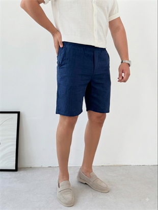 Modern Lacivert Keten Şort