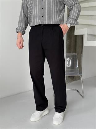 Orjinal Keten Siyah Baggy Pantolon
