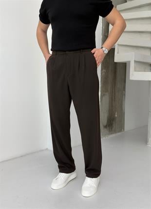 Pileli Acı Kahve Baggy Pantolon
