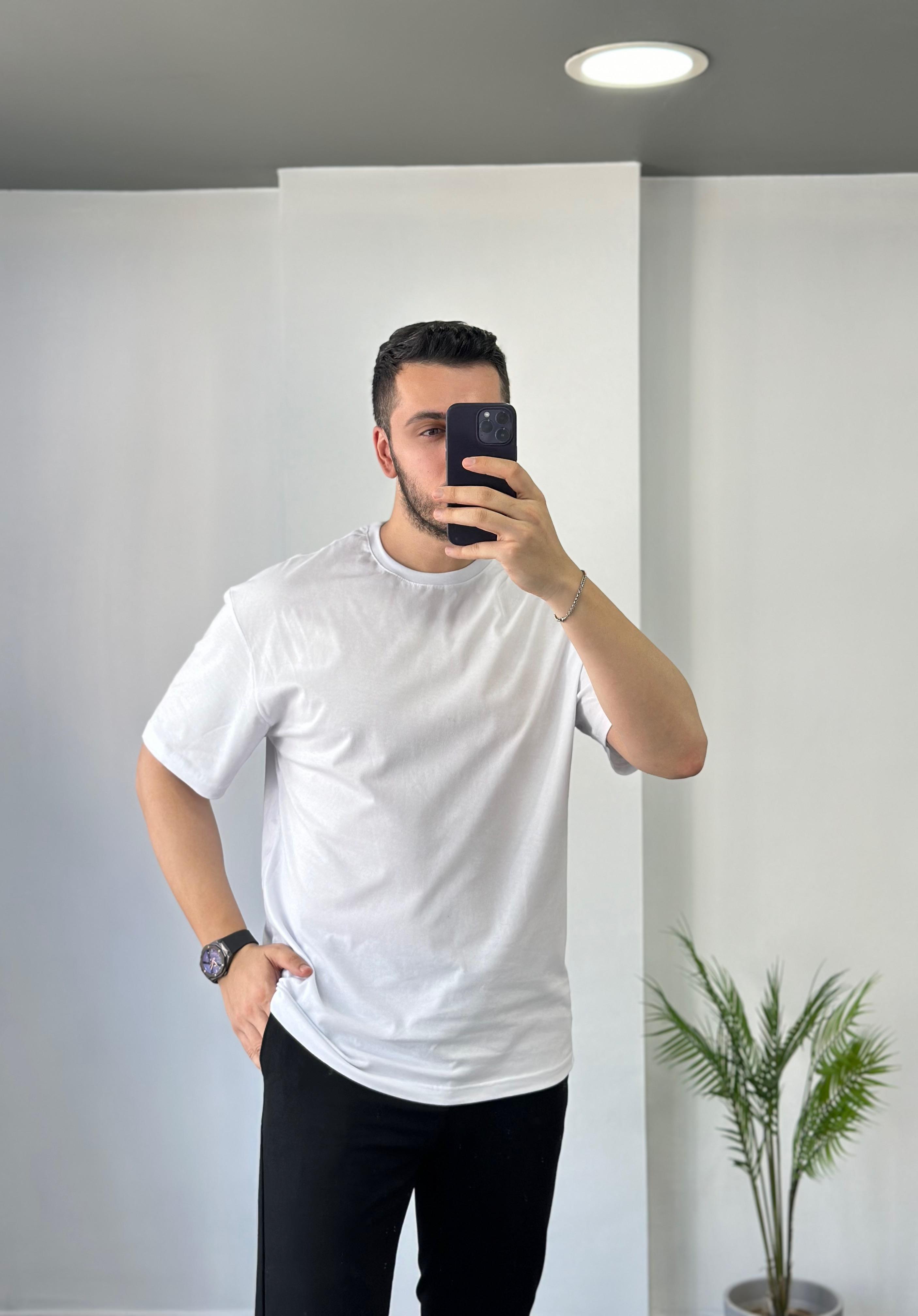 %100 Pamuk Beyaz Tişört 