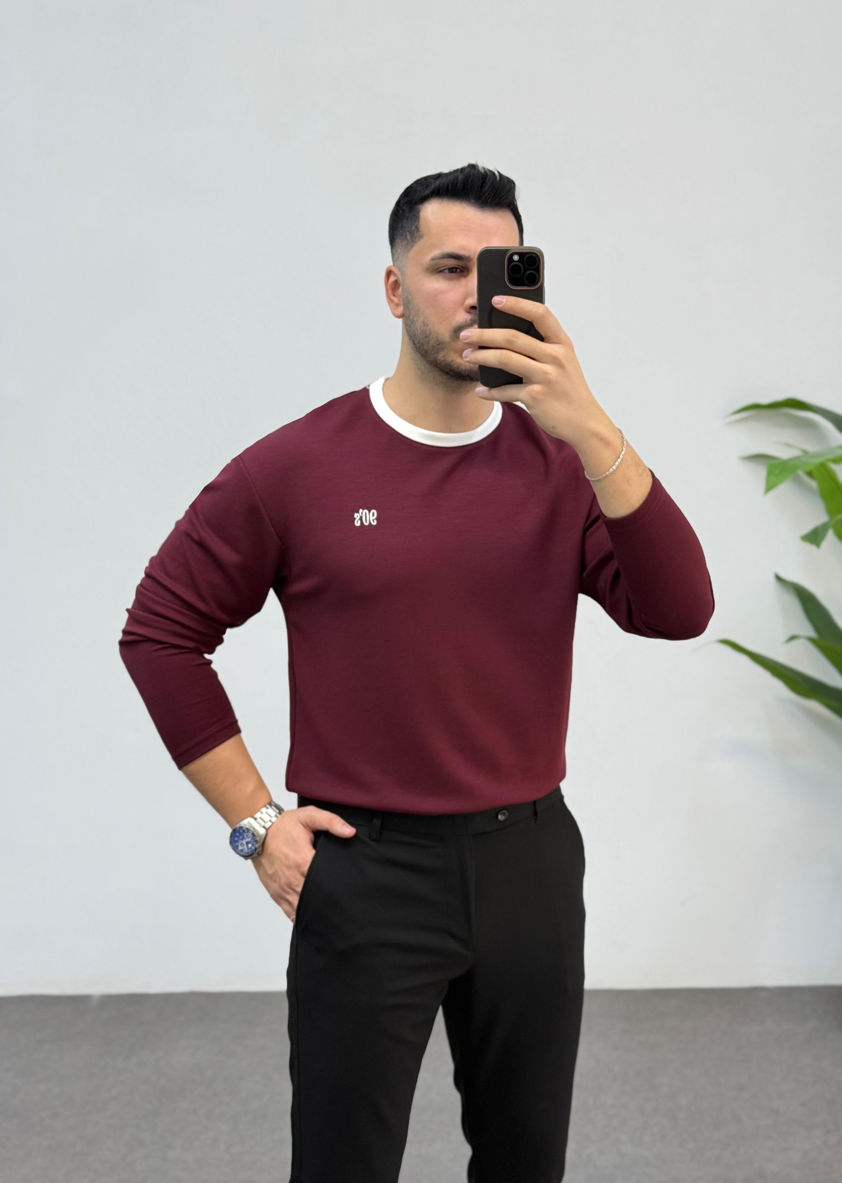 90's Oysho Bordo Beyaz Yaka Sweat